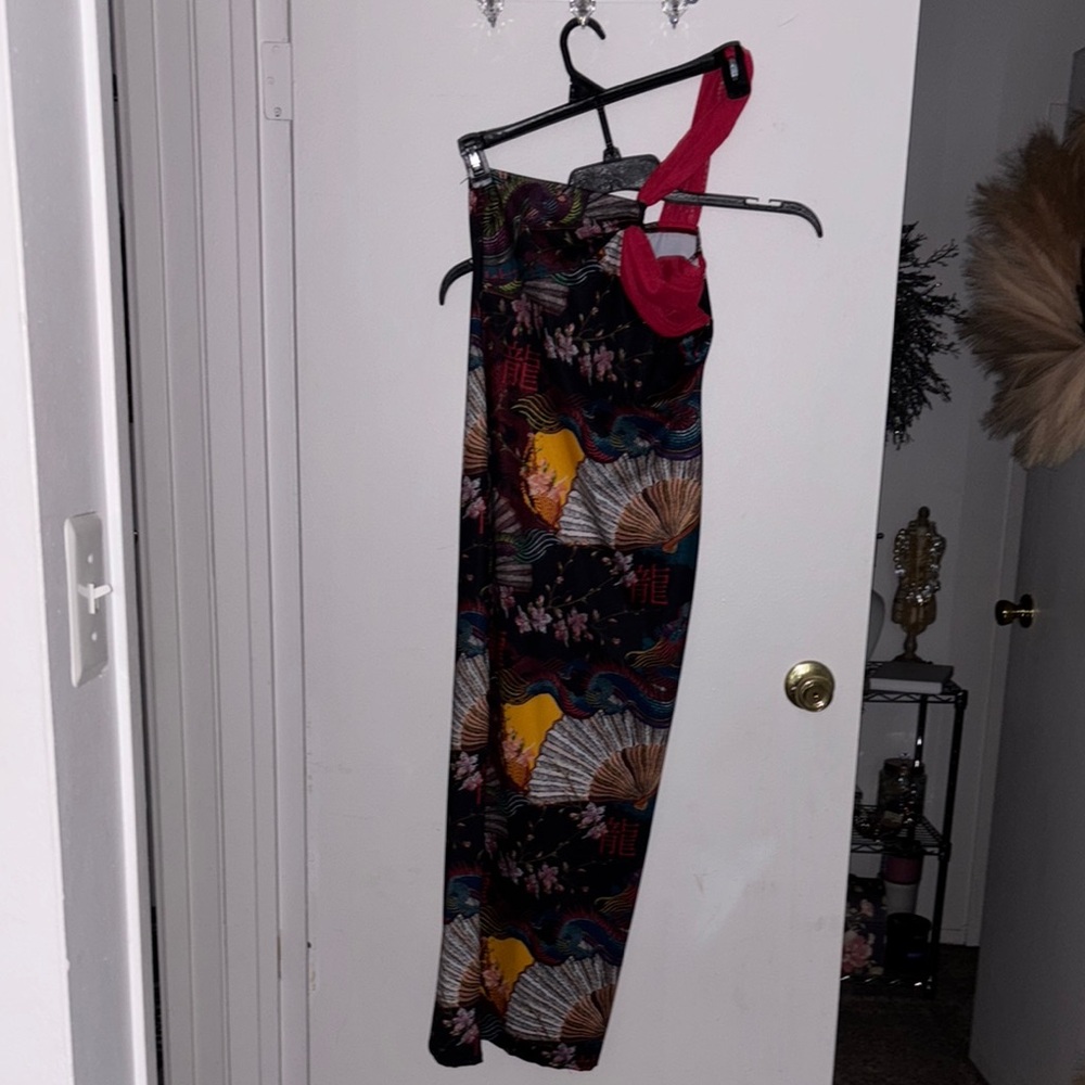 Fashion Nova Black and Red Floral Maxi Dress